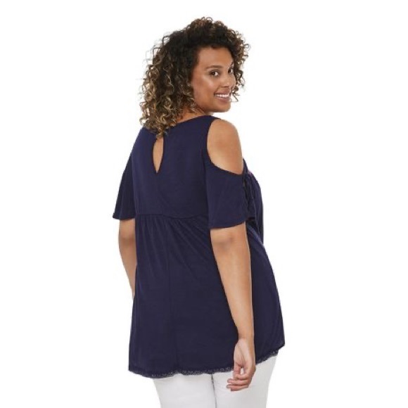 Harper + Zoe Plus Women's Embroidered Cold Shoulder Top - Picture 3 of 11